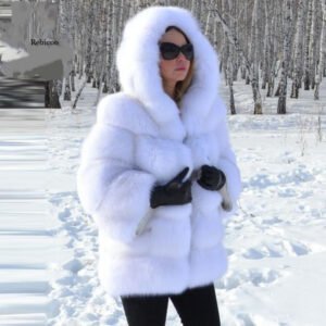 Snow Queen Hooded Faux Fur Coat