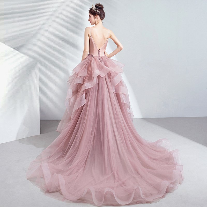 Blush Ombré Ruffled Tulle Princess Gown - Image 2